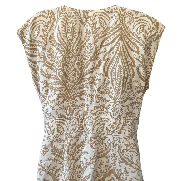 LOFT Linen Blend Botanical Button Front Midi Dress Cottagecore Coastal 4 ❤️ - Picture 7 of 8